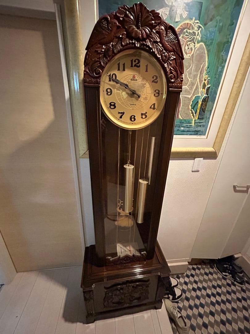 木製柱時計 振り子付き ダークブラウン - メルカリ