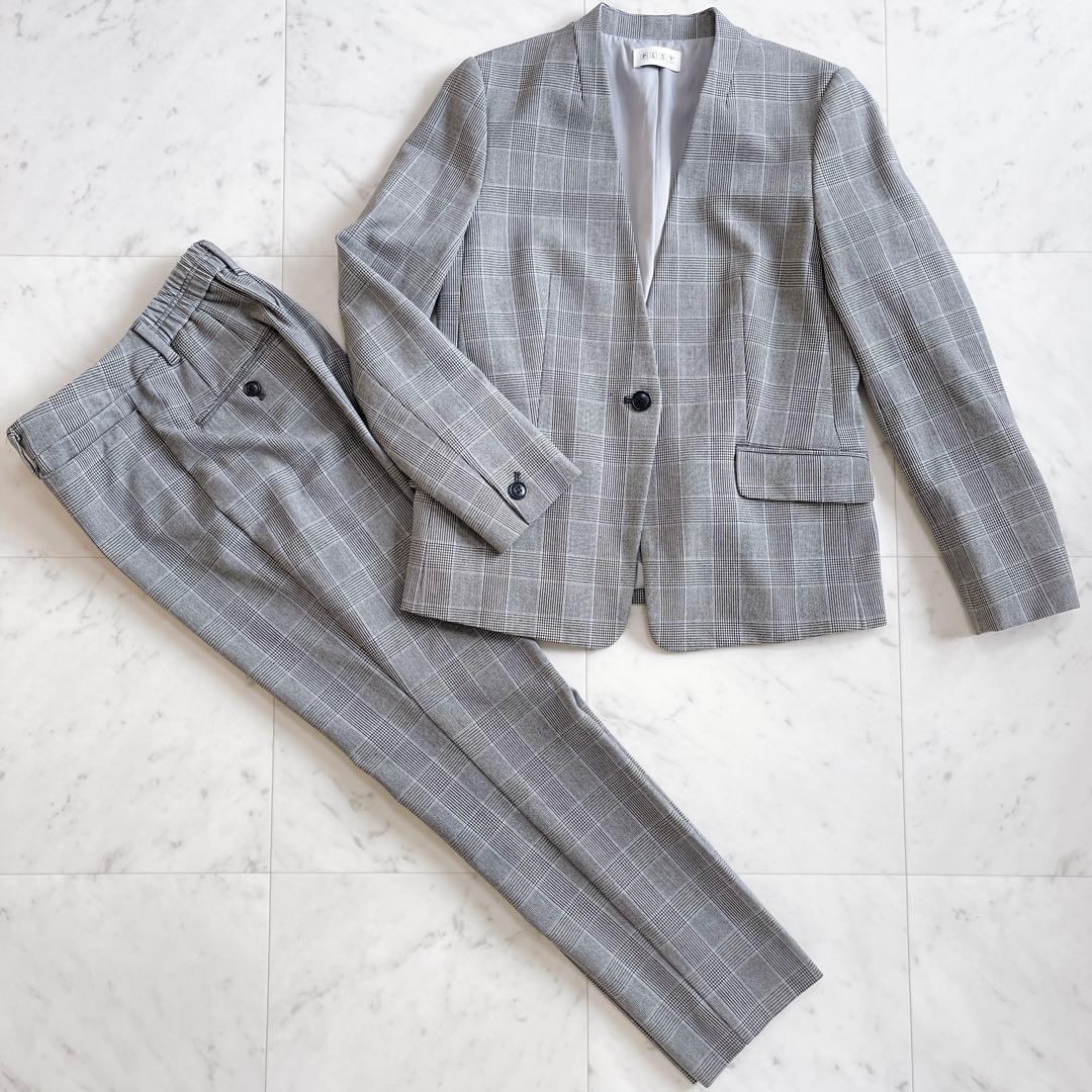 PLST ウォームリザーブカラーレスジャケット&パンツ　セットアップ　チェック PLST ウォームリザーブカラーレスジャケット&パンツ セットアップ チェック