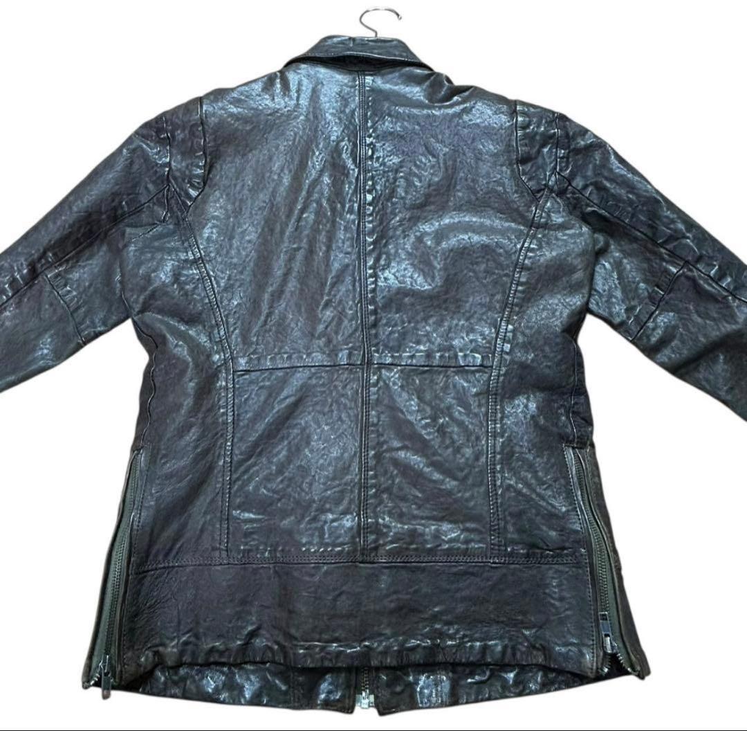 DIESEL ディーゼル レザー シングルライダース 羊革 シワ加工 S - メルカリ