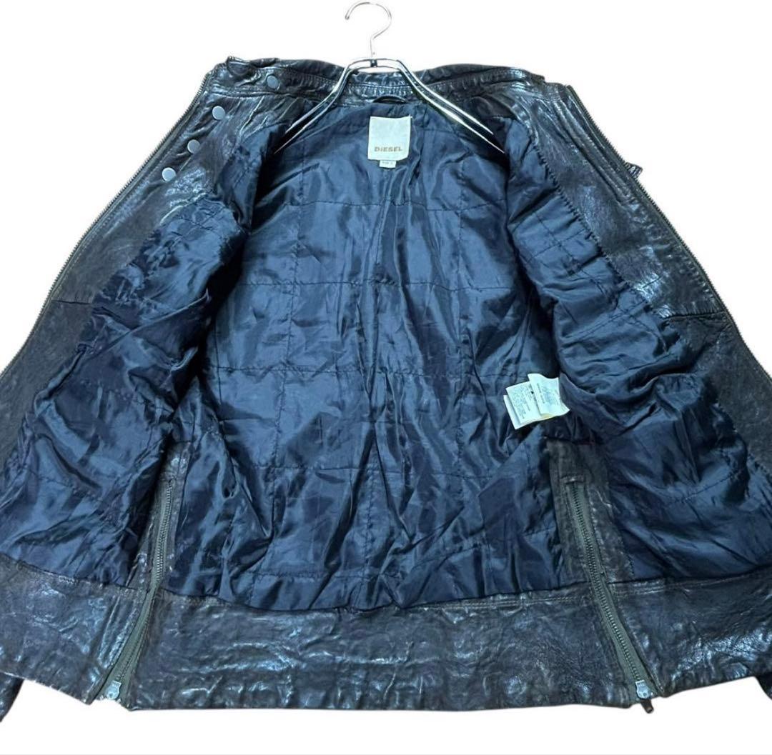 DIESEL ディーゼル レザー シングルライダース 羊革 シワ加工 S - メルカリ