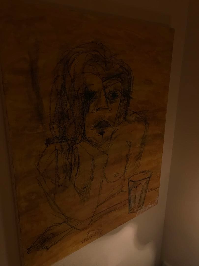 抽象画　バーカウンター　黒人女性　裸