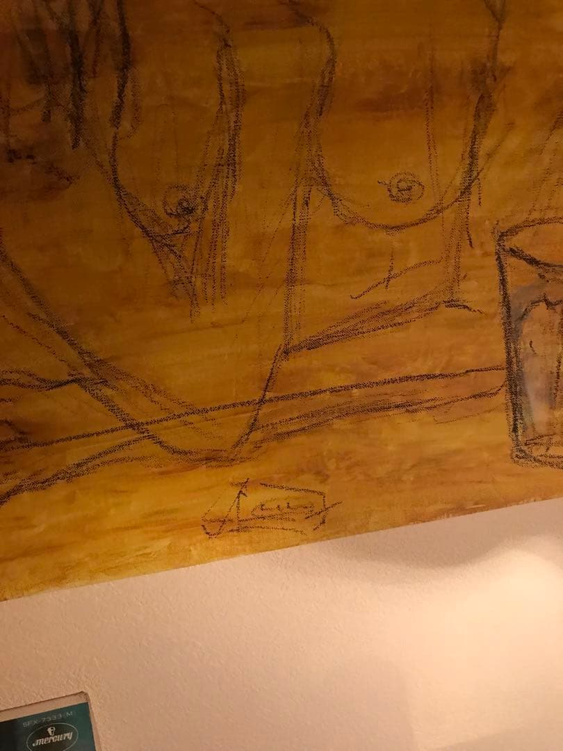 抽象画　バーカウンター　黒人女性　裸