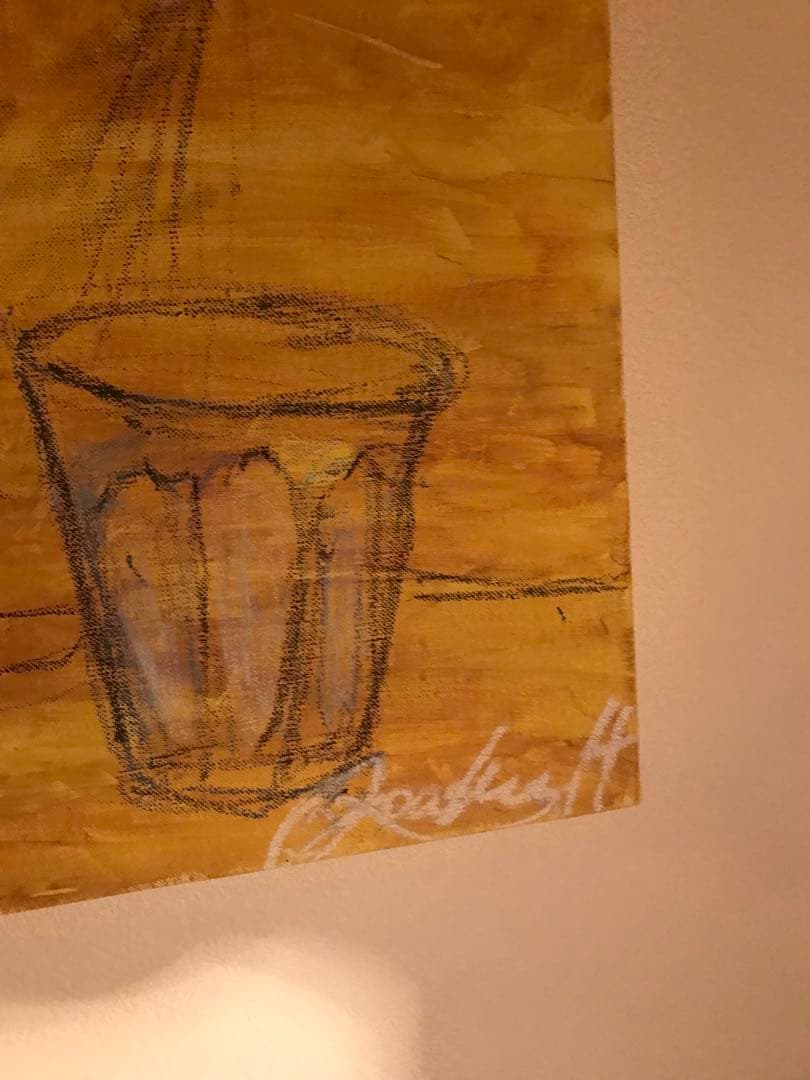 抽象画　バーカウンター　黒人女性　裸