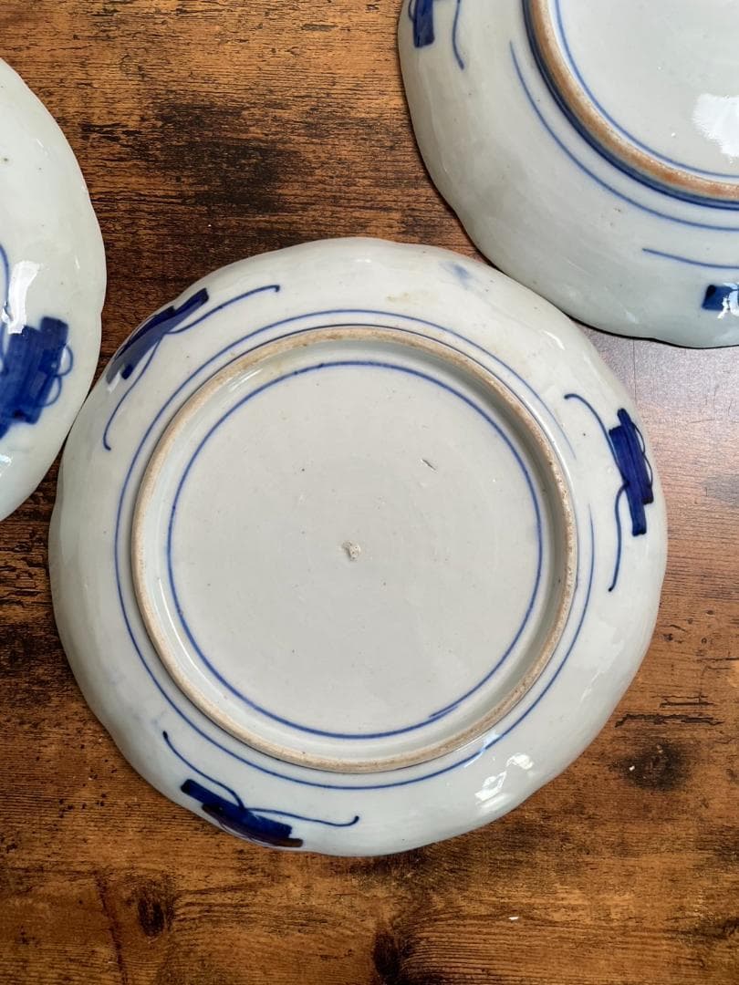 古伊万里　赤絵花図 七寸皿 五客（21.8cm）中皿 大皿 アンティーク