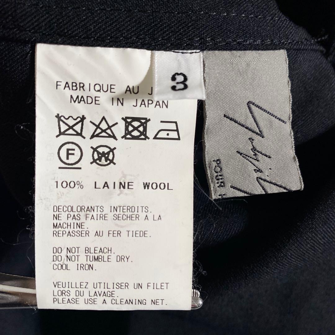 A18463 美品 ヨウジヤマモトプールオム シワギャバ立襟ロングシャツ 黒