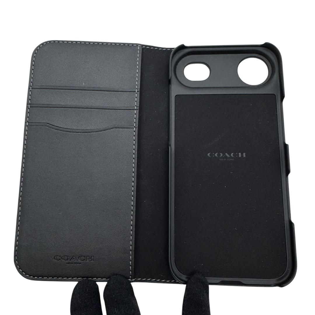 極美品 コーチ iphone Air 手帳型スマホケース シグネチャー ブラック