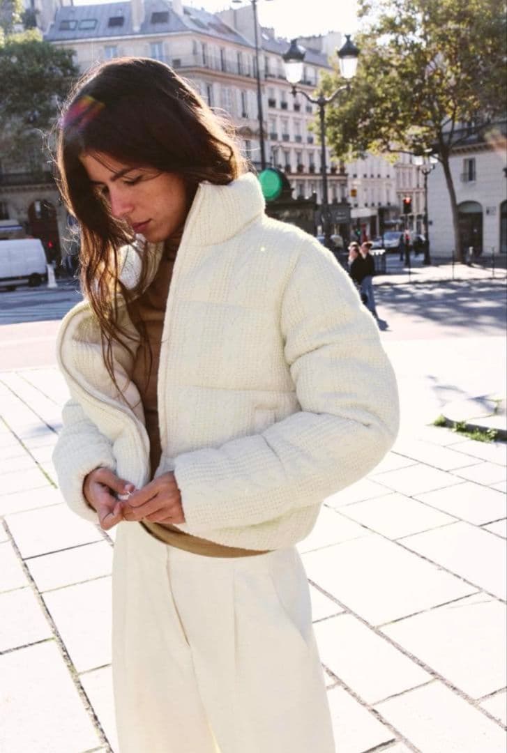 ZARA ドット柄キルティングアノラック ダウン ホワイトXS 値札タグあり