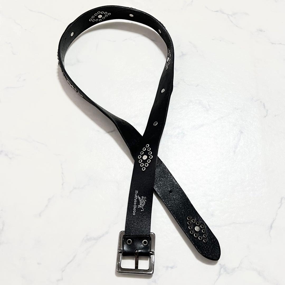 BUFFALO BOBS 本革 レザーベルト スタッズベルト 黒 ブラック 本革