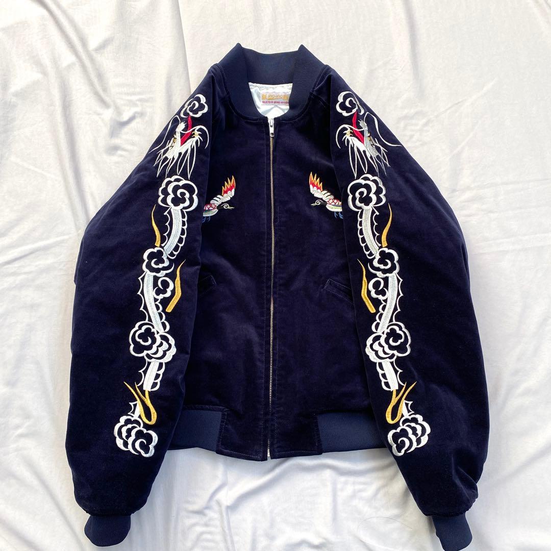 hyo-hyo スーベニアジャケット スカジャン ベルベット ネイビー 刺繍