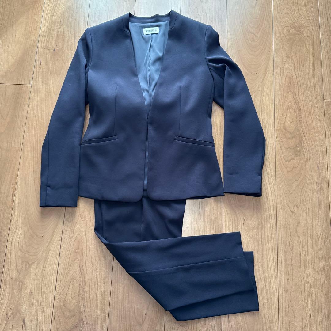 PLST ノーカラー パンツスーツ ダークブルー紺 S セレモニー フォーマル PLST(プラステ)公式｜スーツ＆セレモニー（セレモニー）｜特集