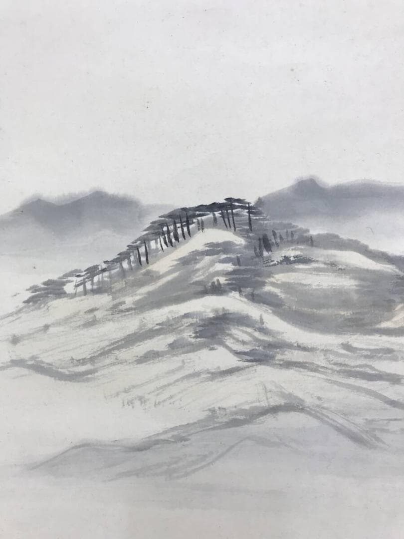 真作/松本姿水/春景田家図/梅花山水/早春図/山水図/掛軸/名家伝来AH