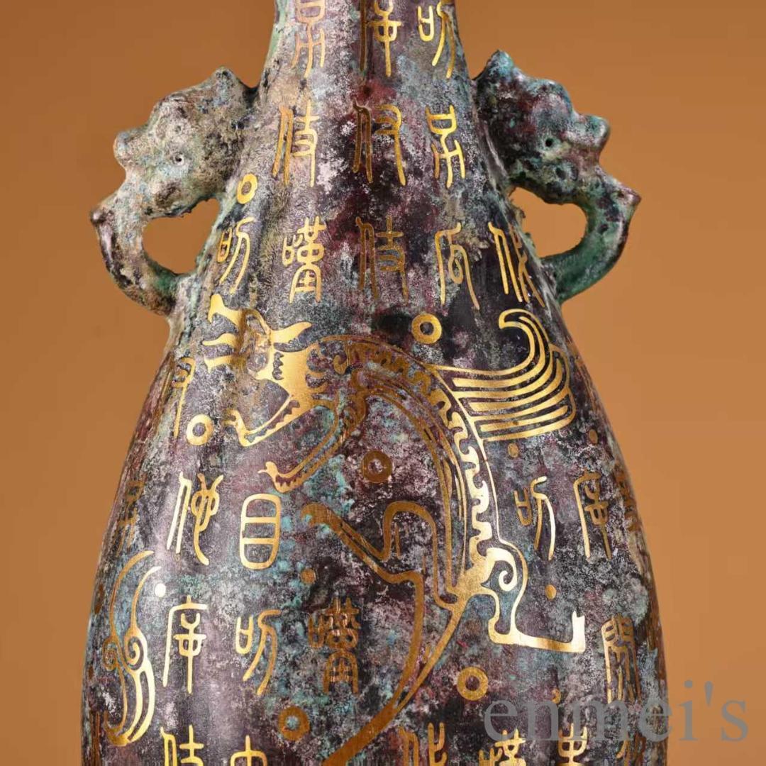 中国古美術 旧蔵『青銅器 錯金花瓶』珍品花瓶 伝世青銅器 唐物 文房