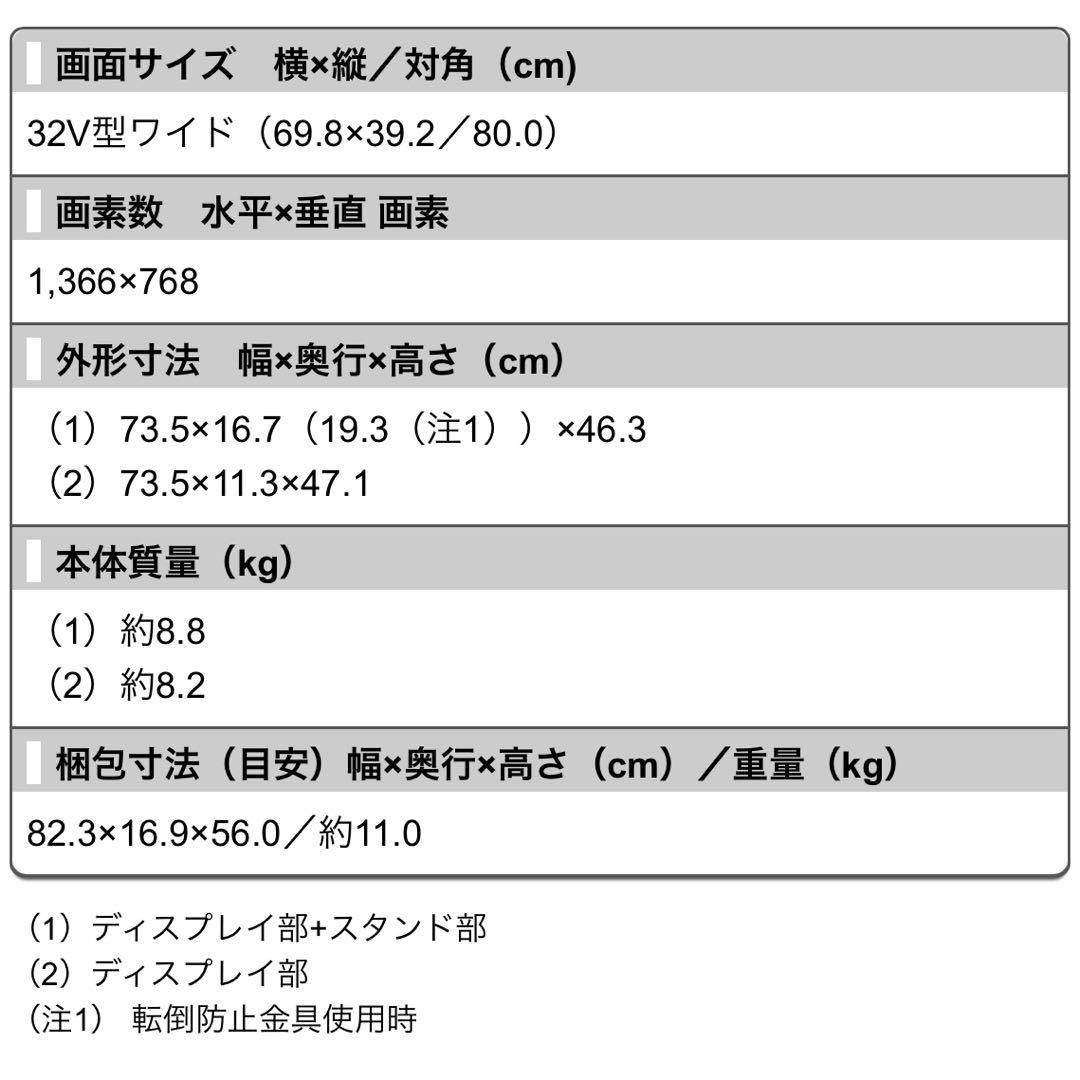 SHARP シャープ AQUOS 液晶カラーテレビ LC-32J9 ホワイト