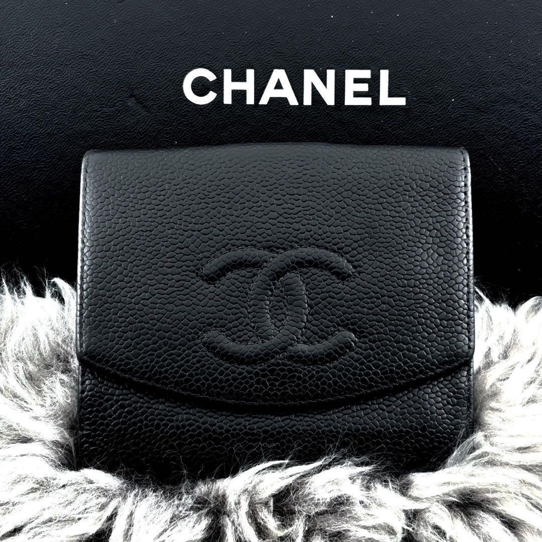 美品✨】シャネル 財布 ココステッチ キャビア Wホック 二つ折 - メルカリ