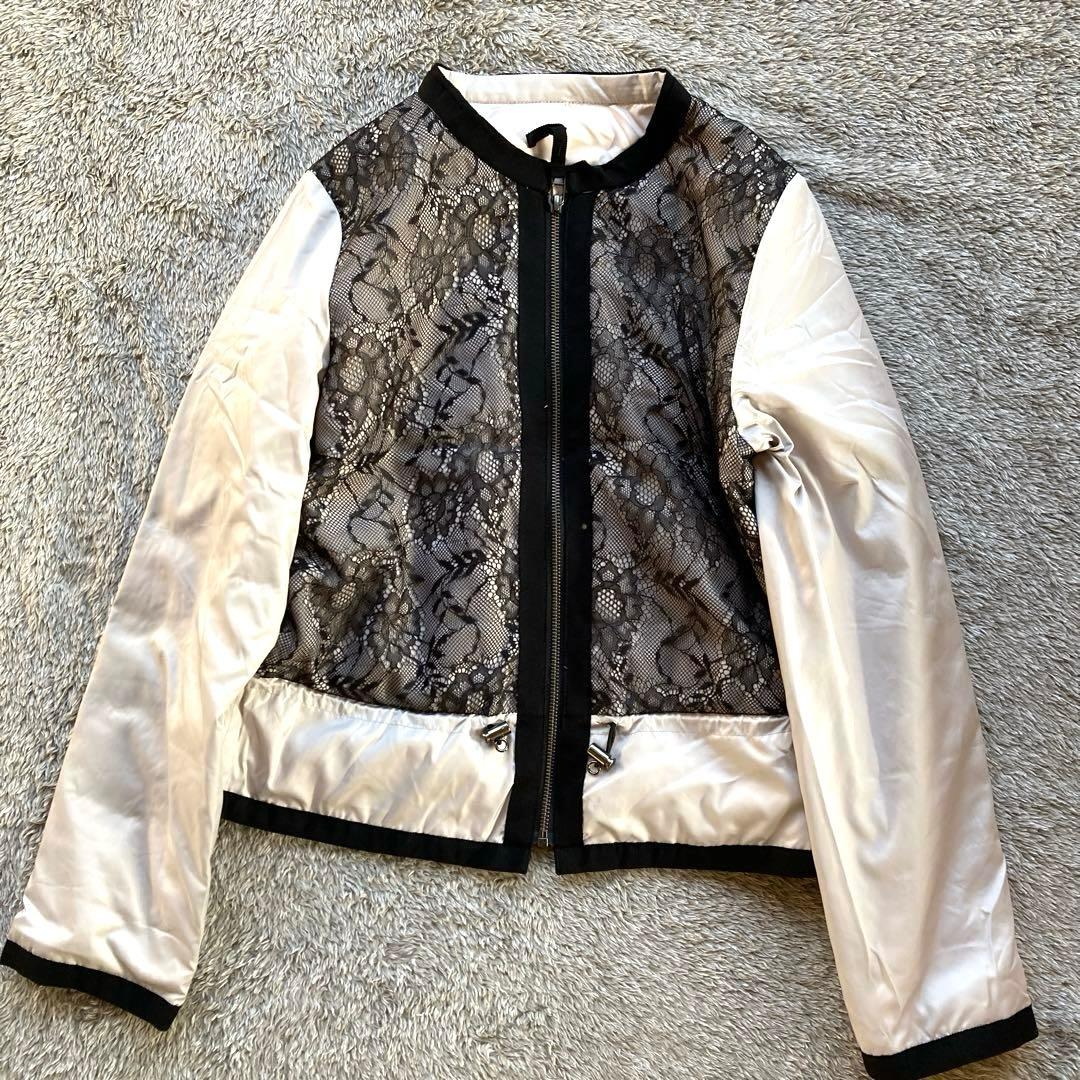 美品 LANVAN ランバン オンブルー　ショートダウン レース リバーシブル ランバンオンブルー ショートダウン リバーシブル レース Mサイズ