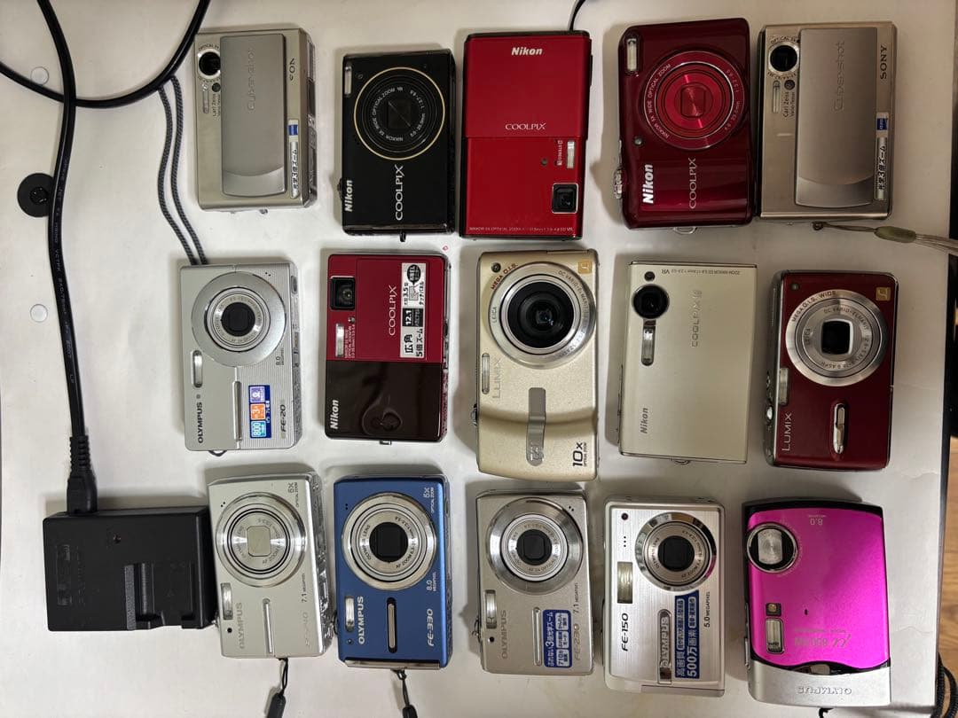 オリンパス、NIKONなど、コンパクトデジタルカメラ 15台セット、ジャンク品