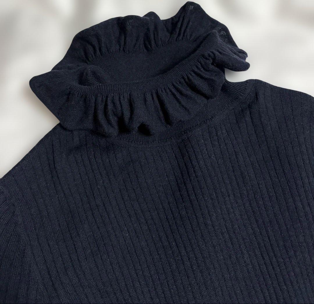 シーマリー cccmalie 美品 カシミヤシルクフリルタートルニット