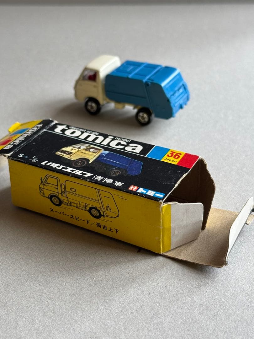 tomica no.36 いすゞ エルフ 清掃車 日本製 黒箱 レアモノ昭和期