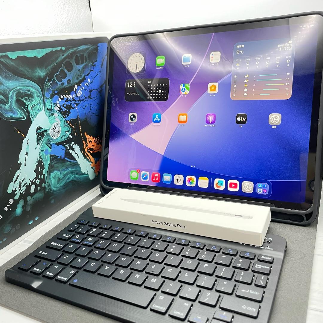 【美品】BT100％ セルラー Pro 12.9 第3世代 キーボード＋ペンシル