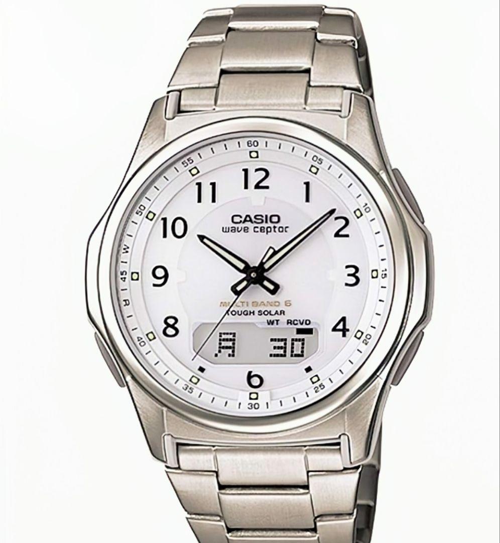 【新品・未使用・国内正規品】CASIO ソーラー/デジアナ/電波受信 ホワイト色 カシオ CASIO 電波ソーラー腕時計マルチバンド6☆世界6エリアで正確な