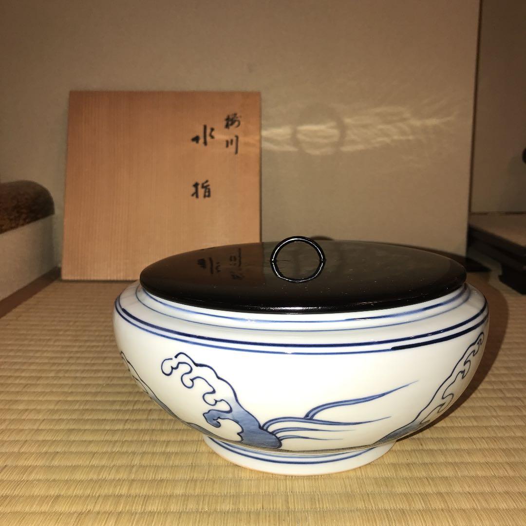 茶道具　京焼　染付桜川水指 栗山園オンライン通販部 / 【出物】 染付桜川水指 西村徳泉