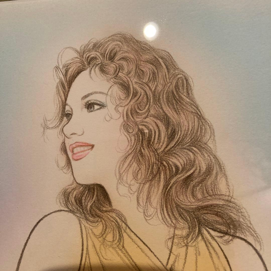 原画】 塚本馨三 直筆サイン入り イラスト 証明書あり 額装あり 美人画