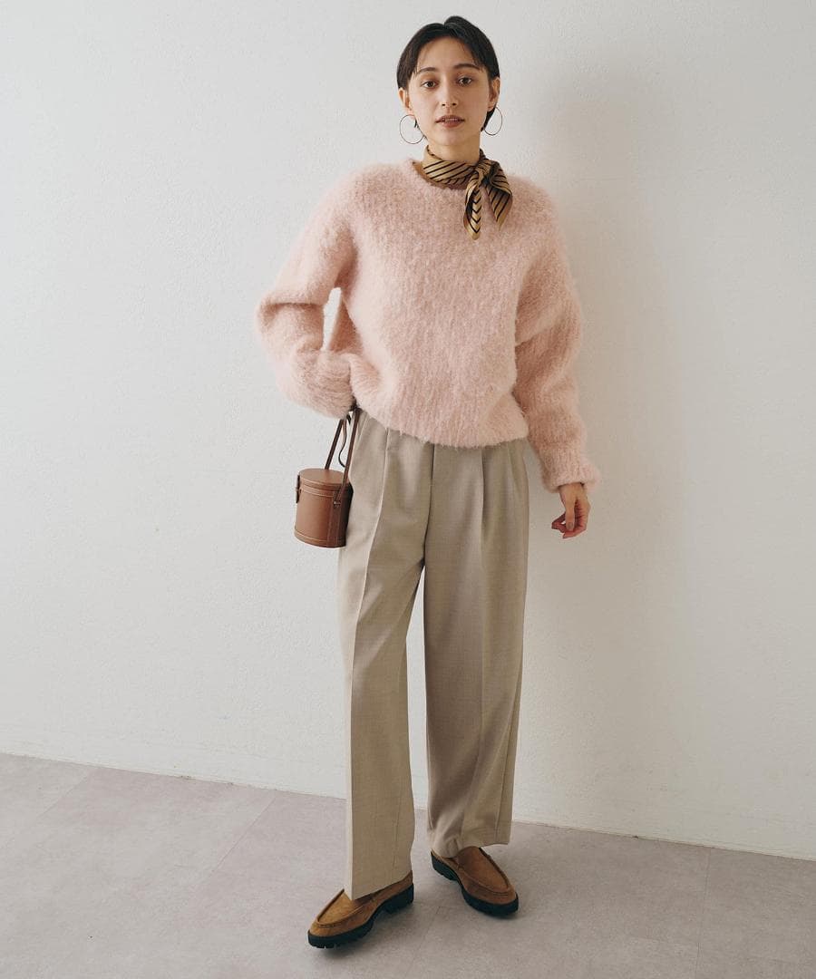 まりっぺ様Whim Gazette ミックスヤーンクルーネックニットプル