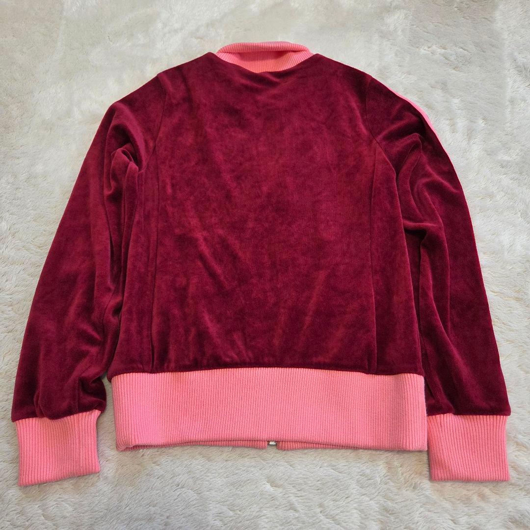 希少】美品 アディダス ベロア ジャージ ワインレッド 刺繍 レディース