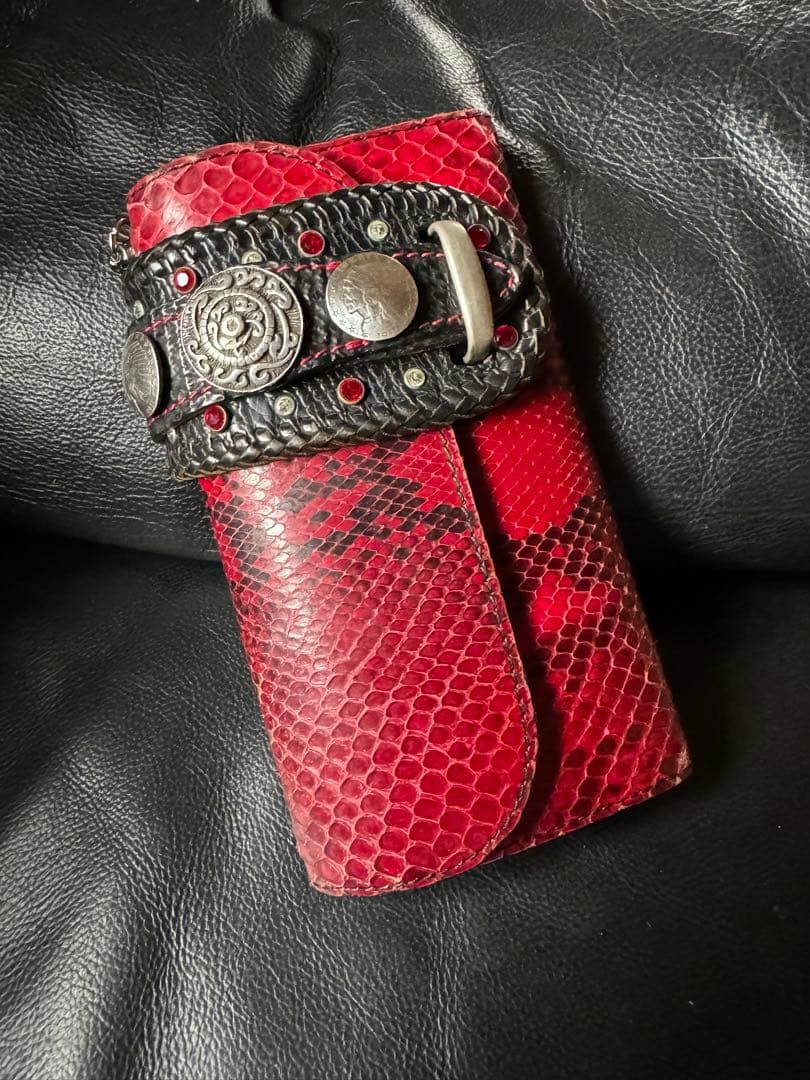 優*舞様 アルズニ 長財布 レッドパイソン ライダース オーダー品