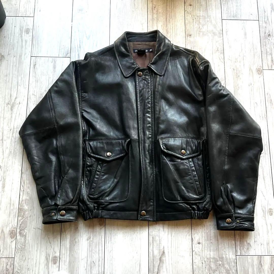 80s- NAUTICA A2 レザージャケット XL 短丈 海外ストリート - メルカリ