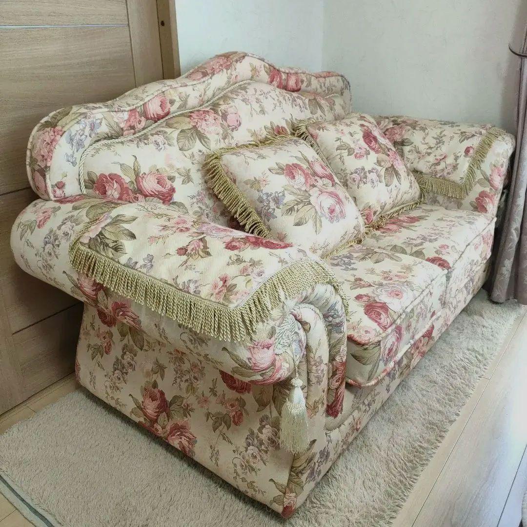 【えっちゃん様用】ロココ調　２人掛けソファー　クッション２個　肘カバー２枚付き 楽天市場】ロココ ソファー 2人の通販