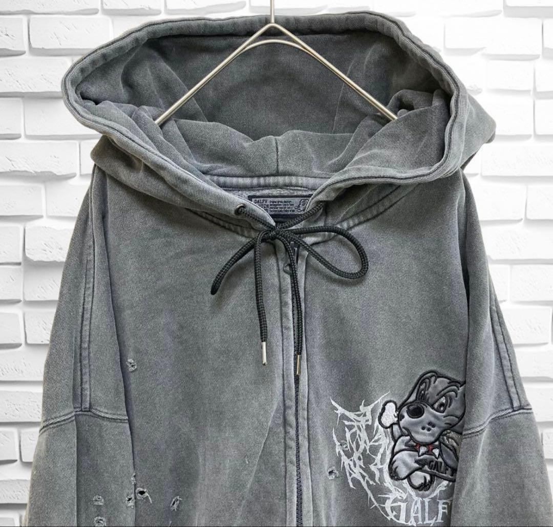 GALFY グレー ジップアップパーカー 中型 販売中止、非売品 - メルカリ