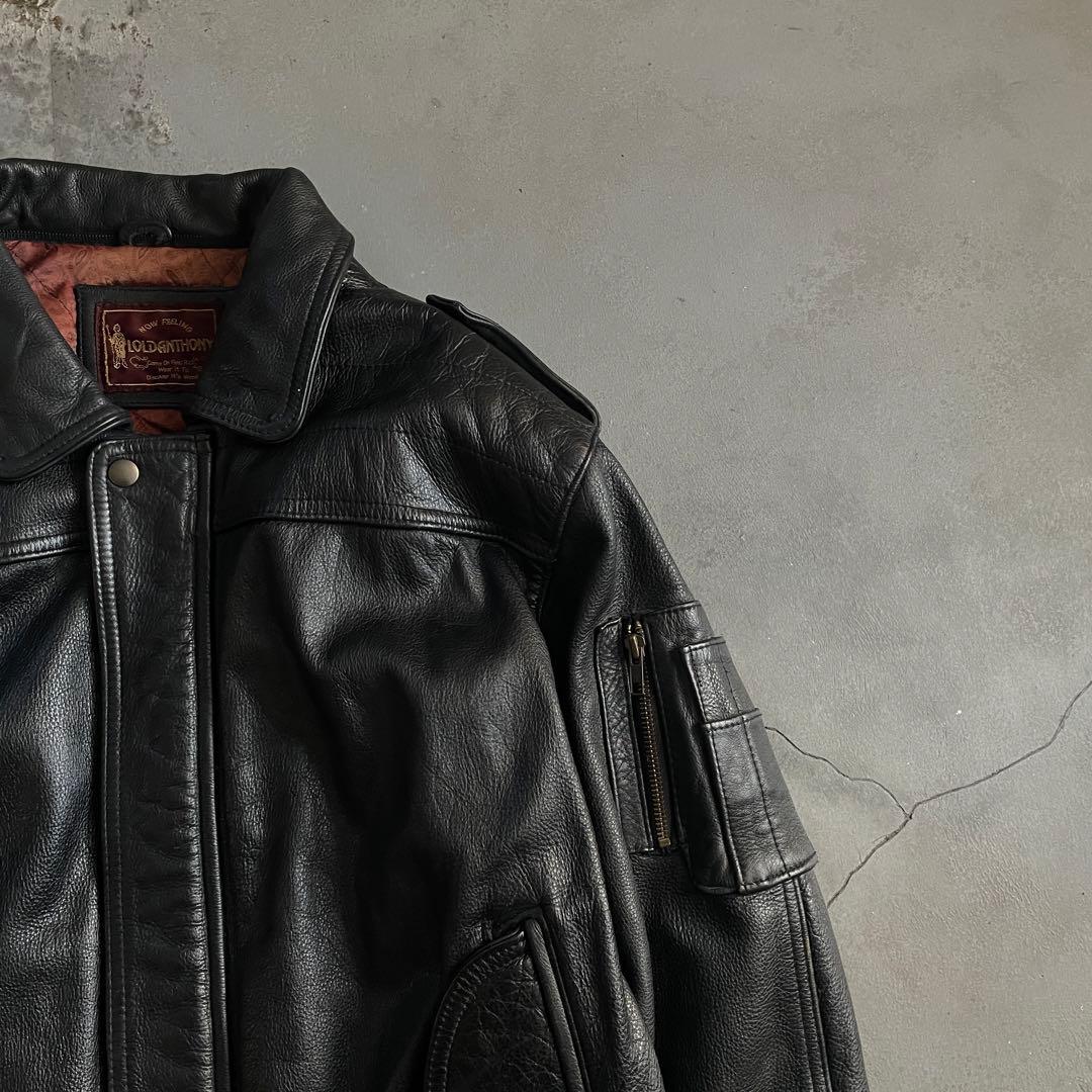 type battle ”牛革“ 黒“ heavy “bomber jacket