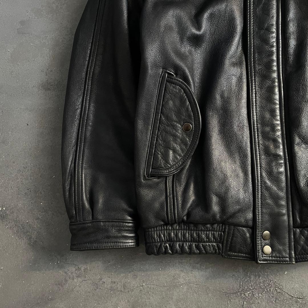 type battle ”牛革“ 黒“ heavy “bomber jacket