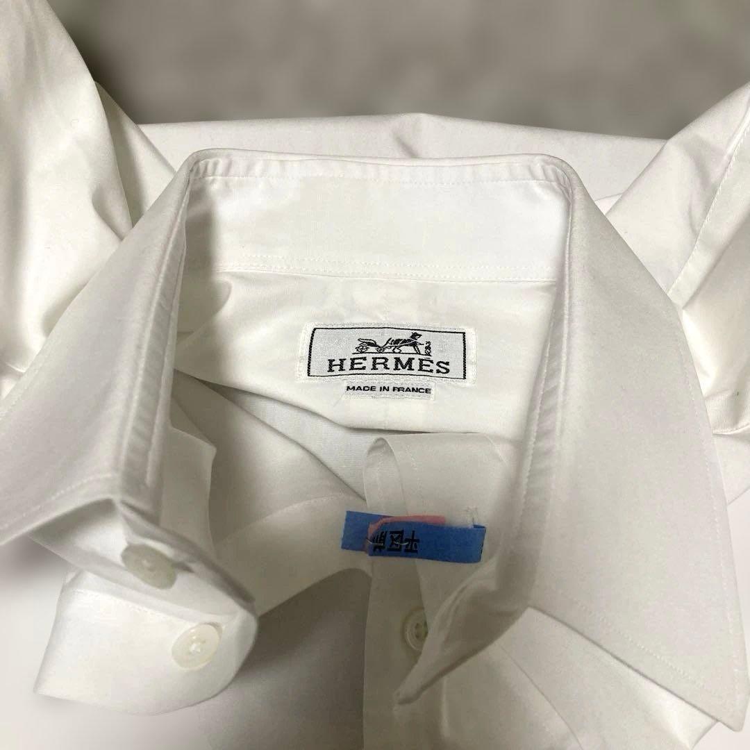 HERMES 白シャツ.セリエボタン☆38.M.フランス製.クリーニング済