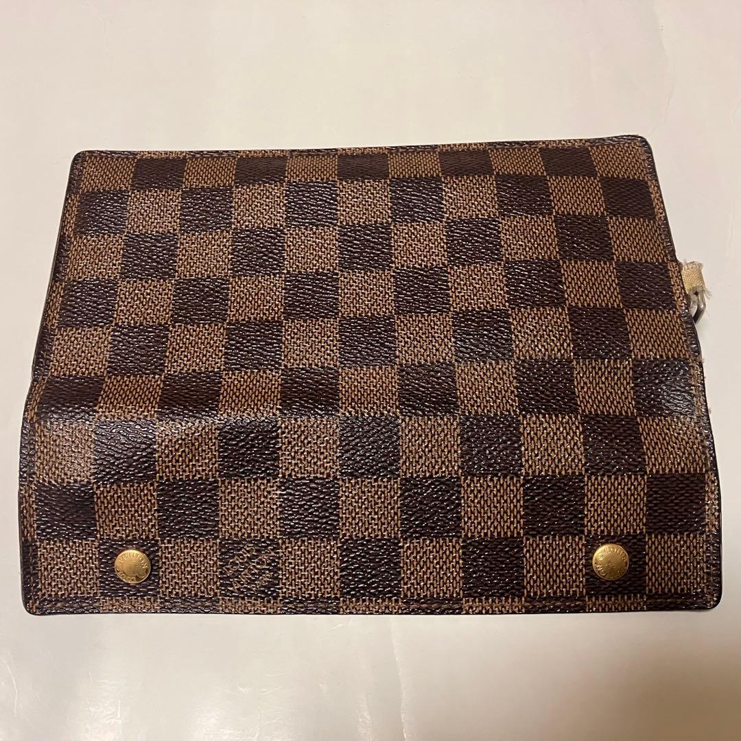 ルイヴィトン良品】ダミエパターン 長財布 ゴールドチェーン付き