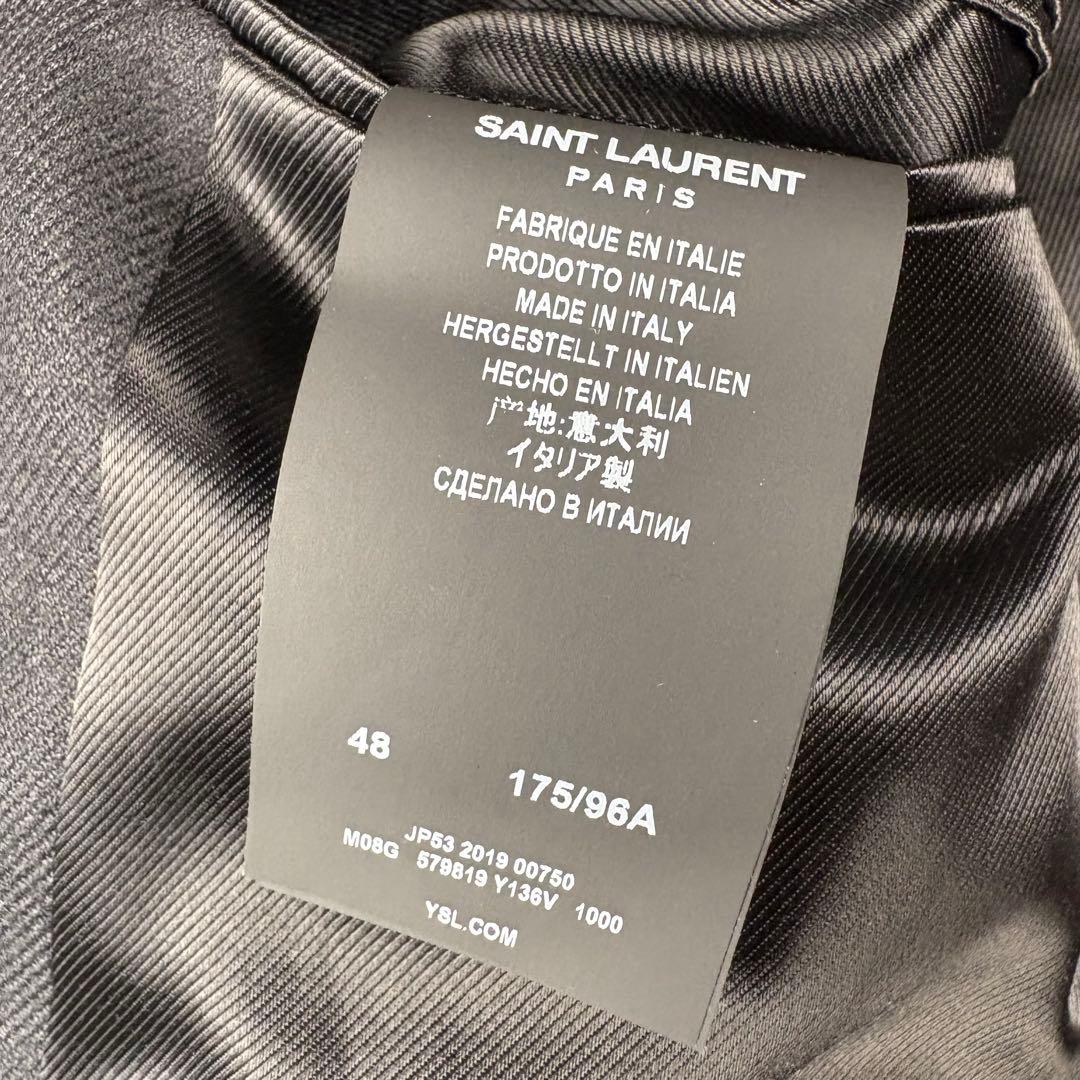 サンローランパリ カシミヤ混 19年 チェスター コート 48 ブラック