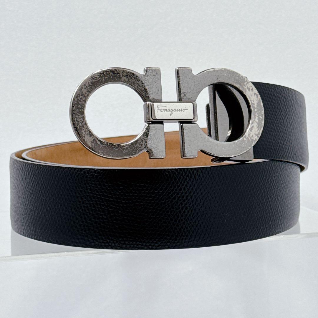 エイジング良好 Ferragamo ダブルガンチーニ ベルト シボ革ガンメタ 楽天市場】Salvatore Ferragamo ベルト メンズ ダブルガンチーニ
