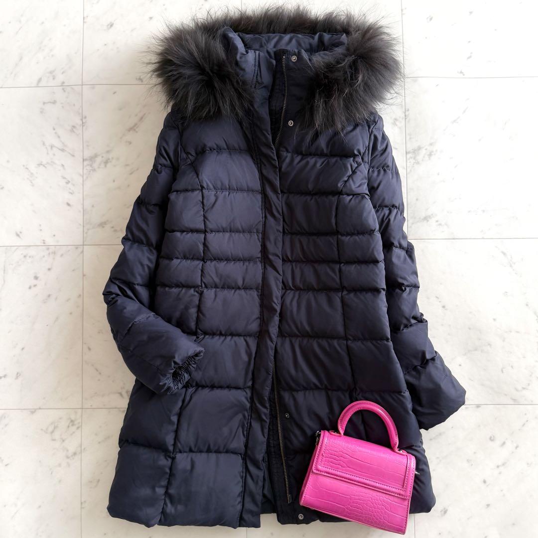 美品 インディヴィ フォックスファーファー フードダウンコート