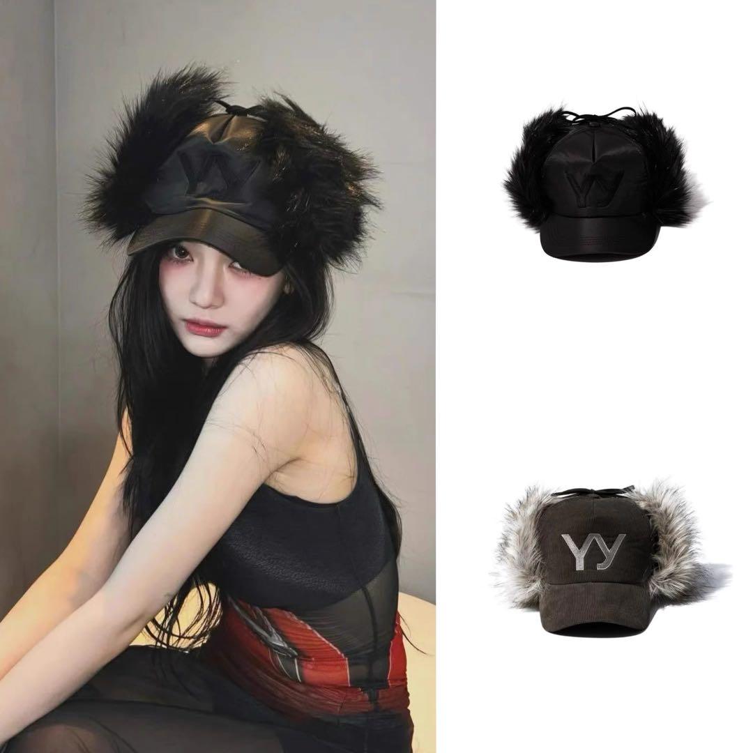 即日発送☆新品タグ付き OPEN YY ファー付きキャップ 黒 /c1 - 帽子新品