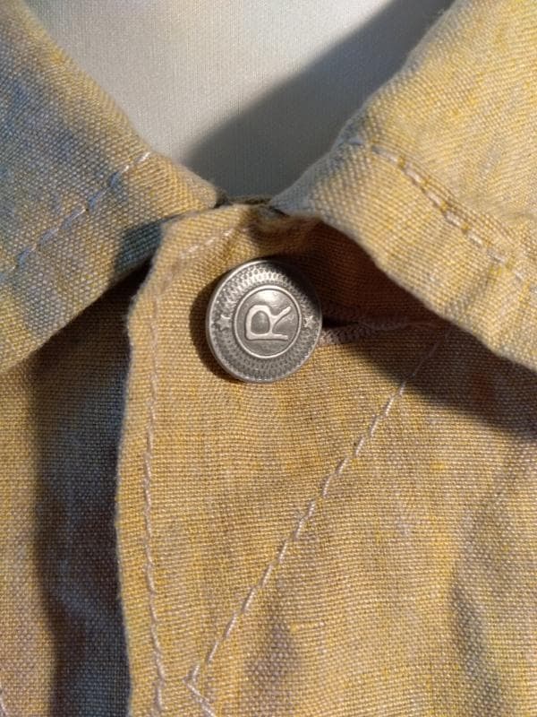 新品】45R 黄色ジャケット 星3つでサイズL 麻100％ 釦にR