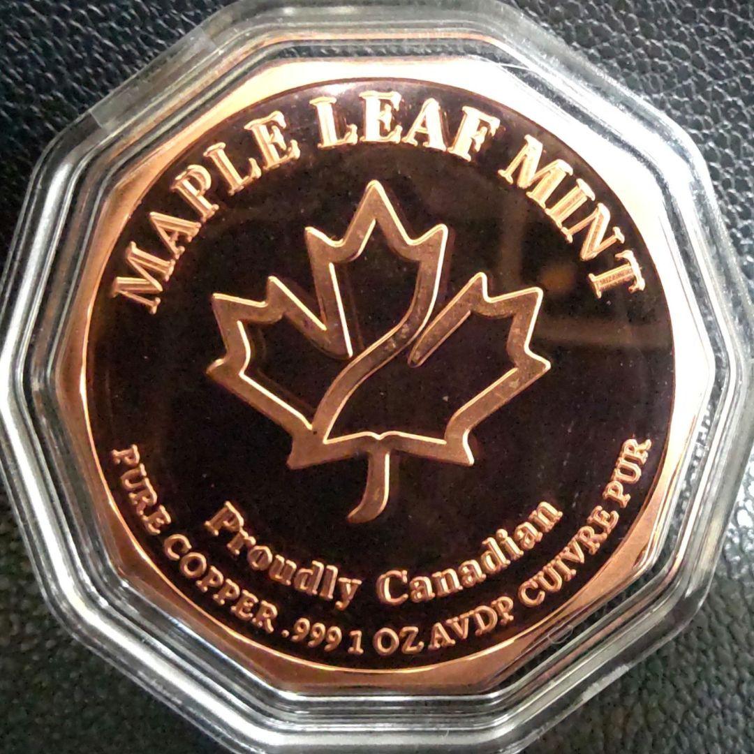 カナダ 純銅 1oz 六角形コイン ファルコン メイプルリーフミント
