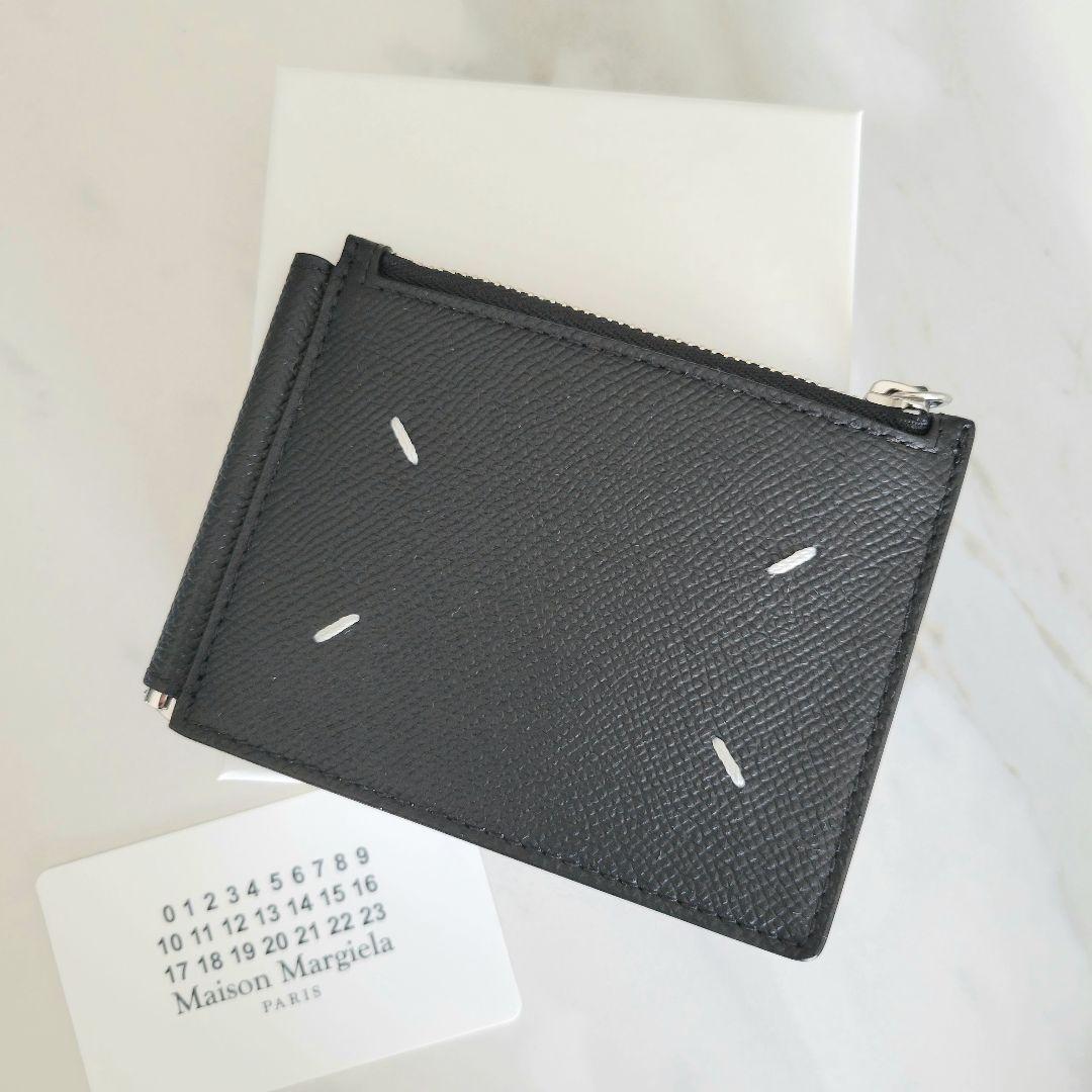 【新品未使用】メゾンマルジェラ マネークリップ 小銭入れ付 ブラック メゾンマルジェラ 二つ折り財布 マネークリップ コインケース ブラック