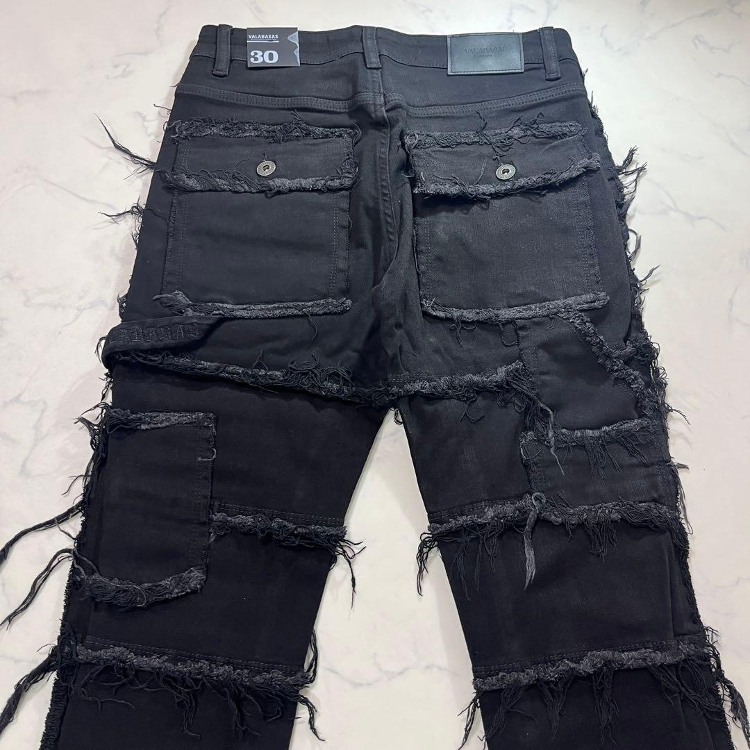 valabasas バラバサス スタックフレアダメージデニム ブラック 新品 M