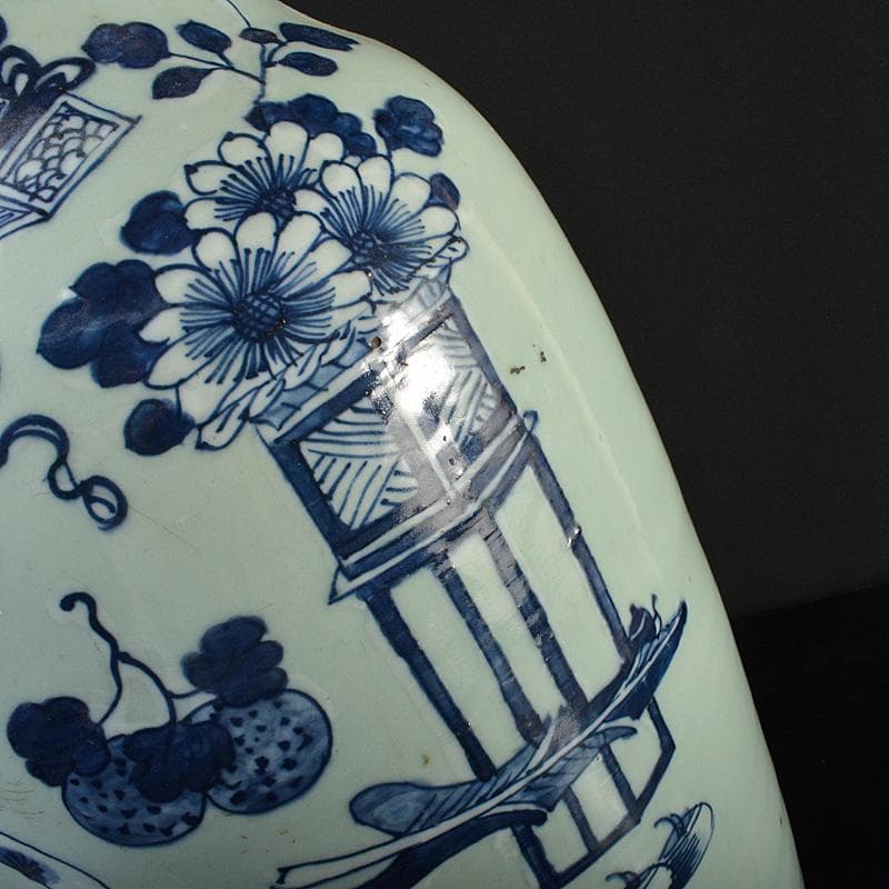 中国 青花 花瓶文 双耳盤口瓶 高さ約58.5cm M R6129F - メルカリ