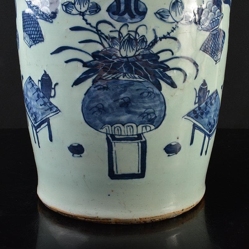 中国 青花 花瓶文 双耳盤口瓶 高さ約58.5cm M R6129F - メルカリ