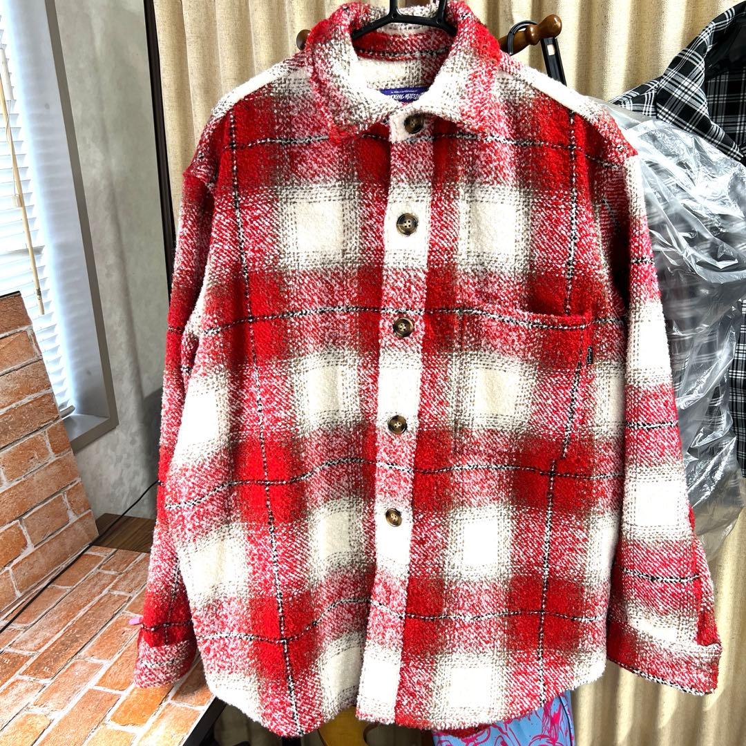値下❣️ファッキンオーサム heavy flannelOver shirt red - メルカリ