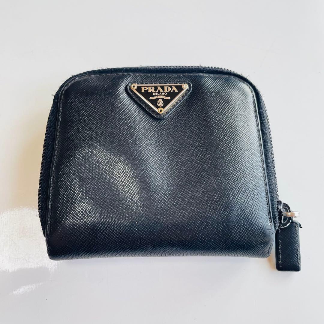 PRADA プラダ サフィアーノ ラウンドファスナー レザー 二つ折り財布