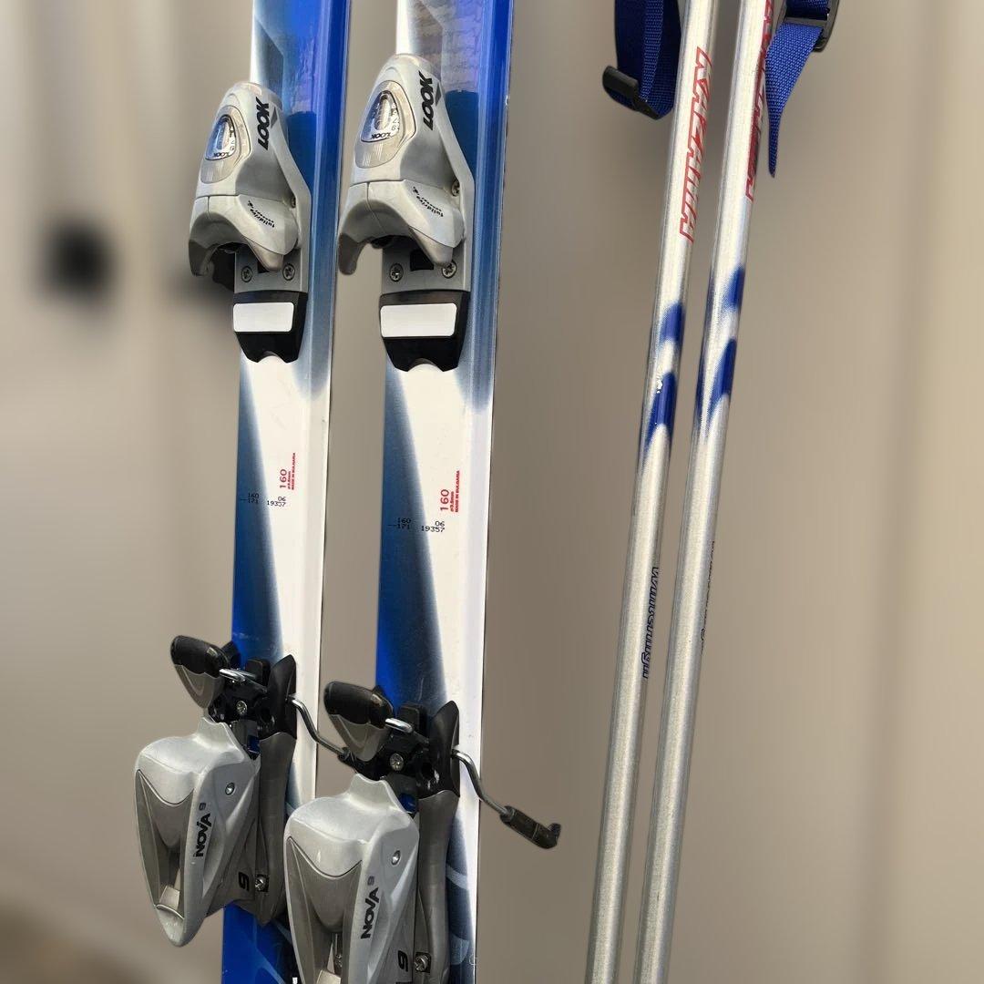 KAZAMA スキーセット 160cm 青/白ポールセット キッズ - メルカリ