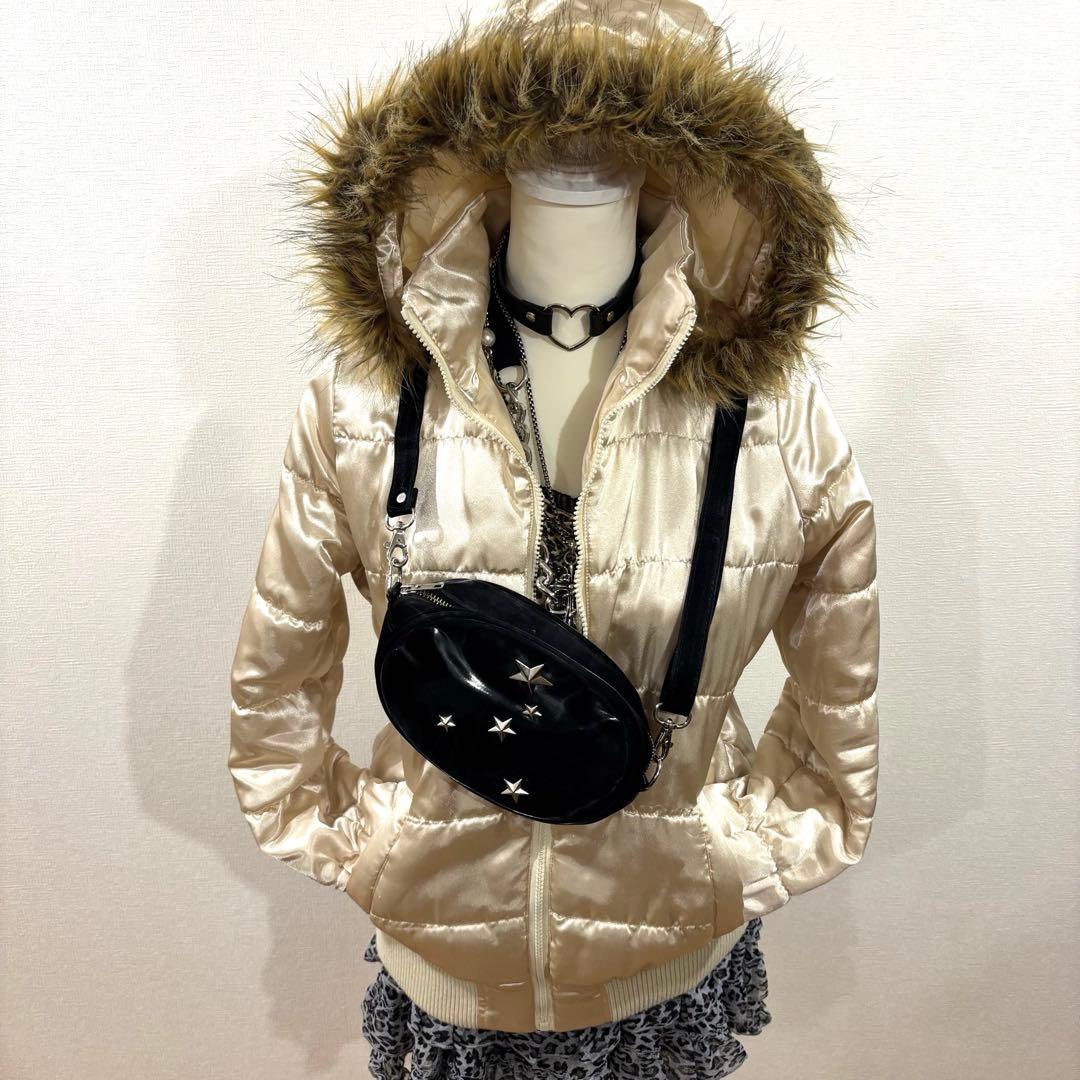 平成ギャル y2k ファーダウンジャケット 光沢 グランジ マクブリング